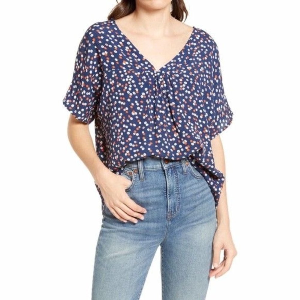 MADEWELL High Low Rhyme Top In Baby Floral Bengali Size X-Small